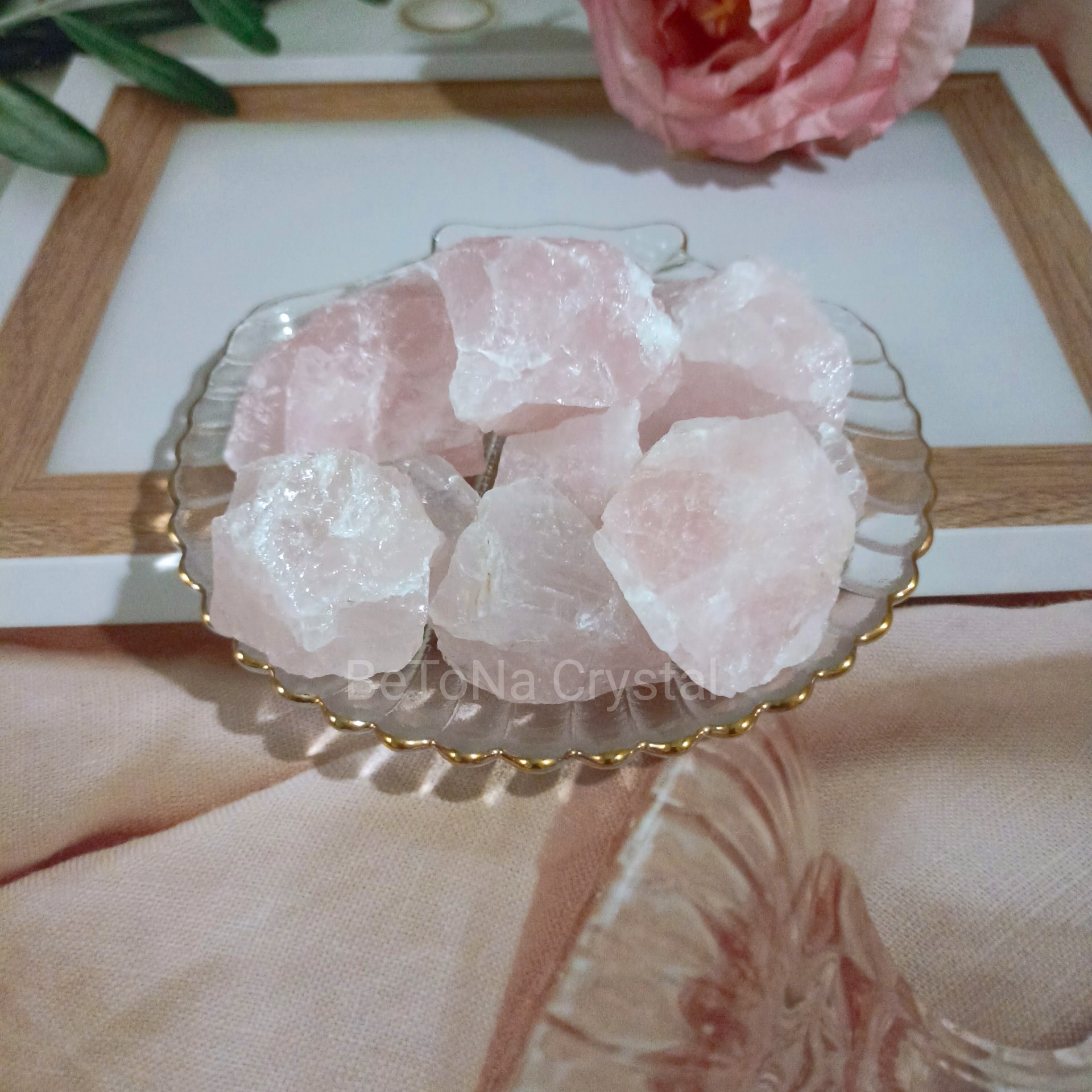 Viên thạch anh hồng thô đá thanh tẩy