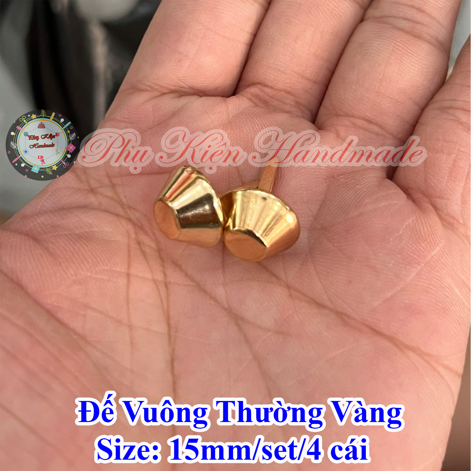 Đế vuông thường vàng 15mm làm túi xách (set 4 cái/ bộ)
