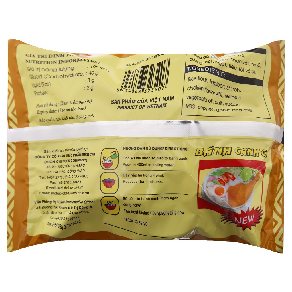 10 Gói BÁNH CANH GÀ BÍCH CHI 60G