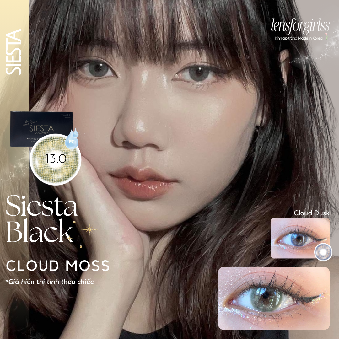 [Mã LazXuHuong02 - giảm 25k đơn từ 199k] Lens cận | Kính Áp Tròng xanh rêu CLOUD MOSS dành cho mắt nhạy cảm - Pc Hydrogel | HSD 6 tháng | LENSFORGIRLSS