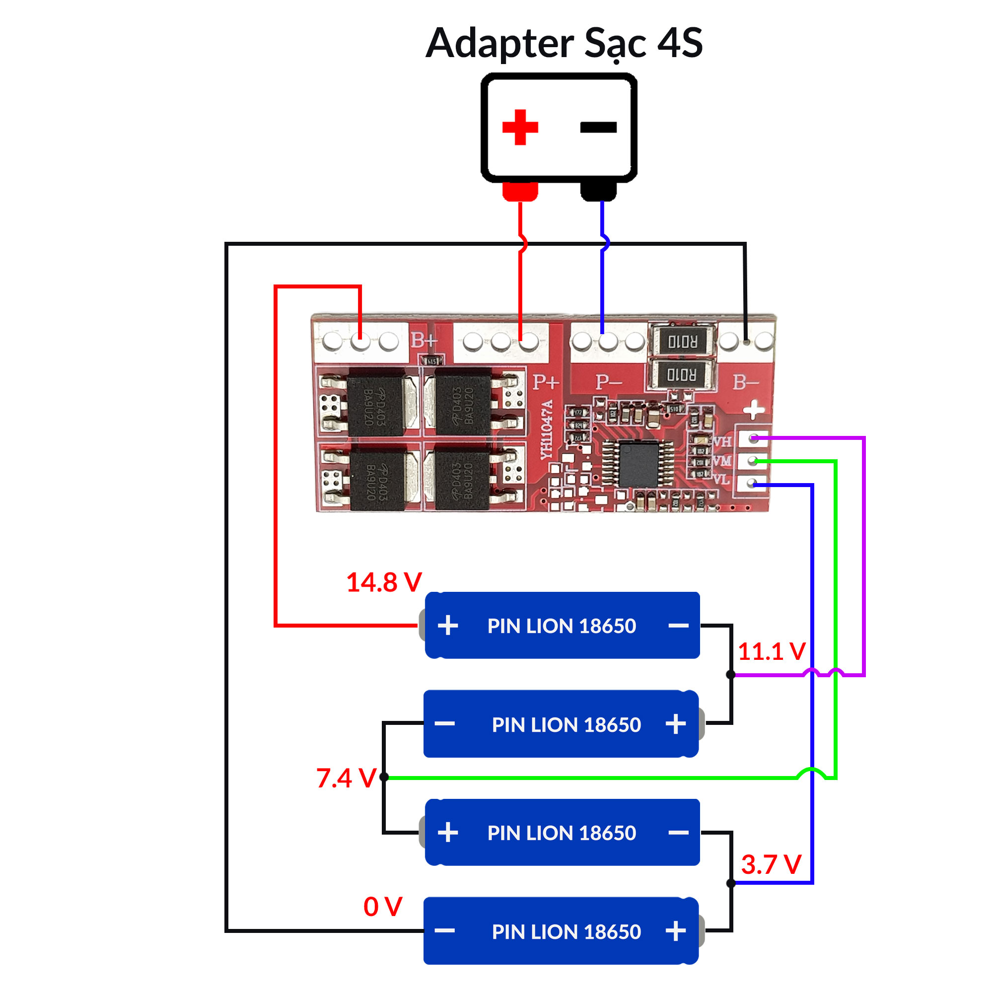 Mạch Sạc và Bảo Vệ Pin 4S 30A