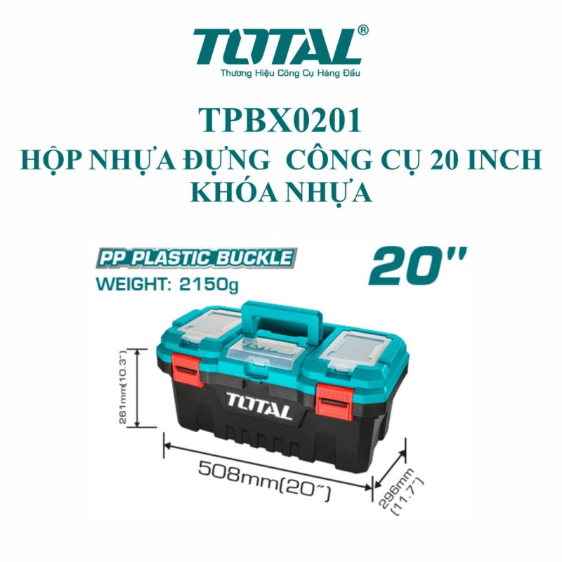 Hộp nhựa đựng công cụ 20 inch khóa nhựa Total TPBX0201