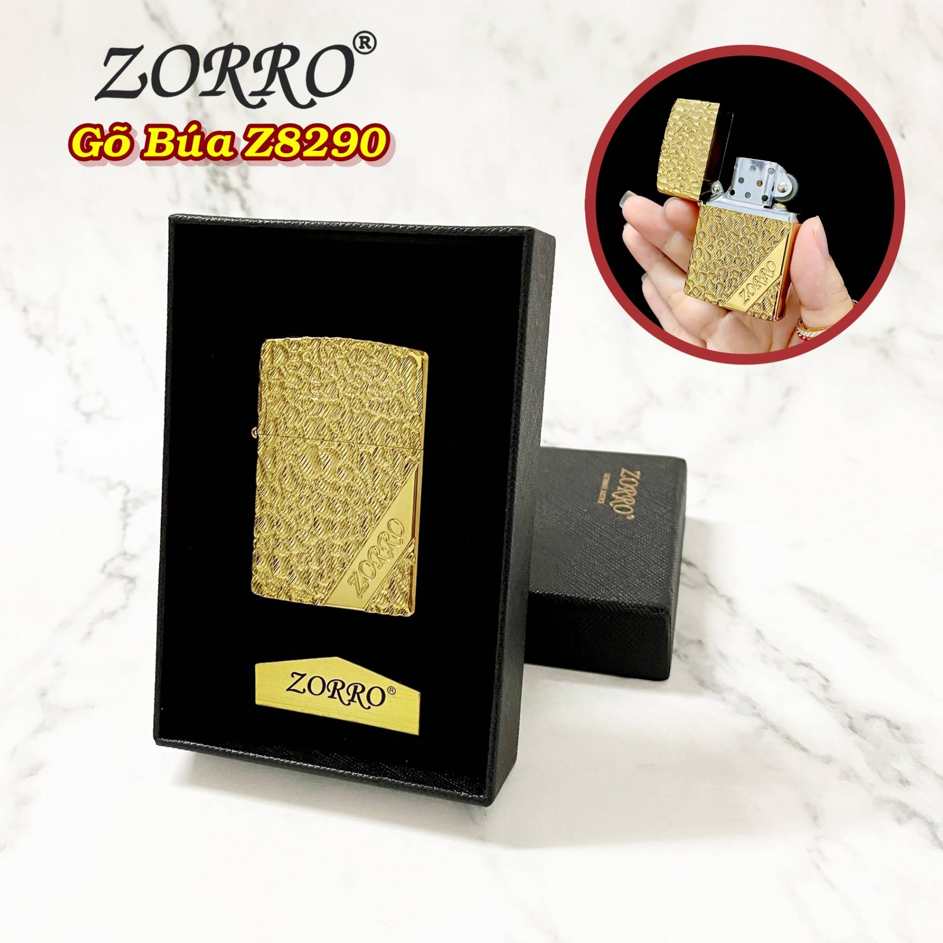 BẬT LỬA ZIPPO VÂN GÕ BÚA Z8290 (FULLBOX)