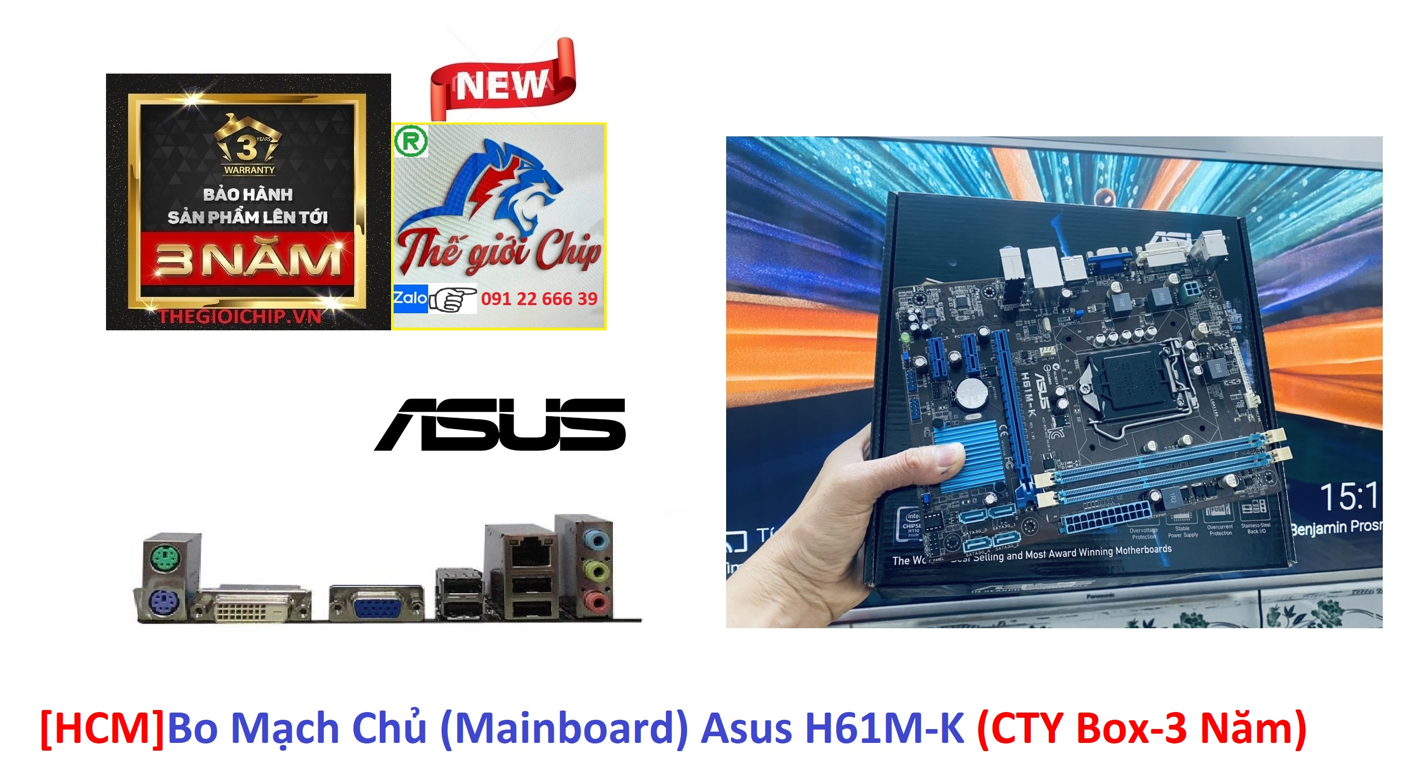 [HCM]Bo Mạch Chủ (Mainboard) Asus H61M-K (CTY Box-3 Năm)