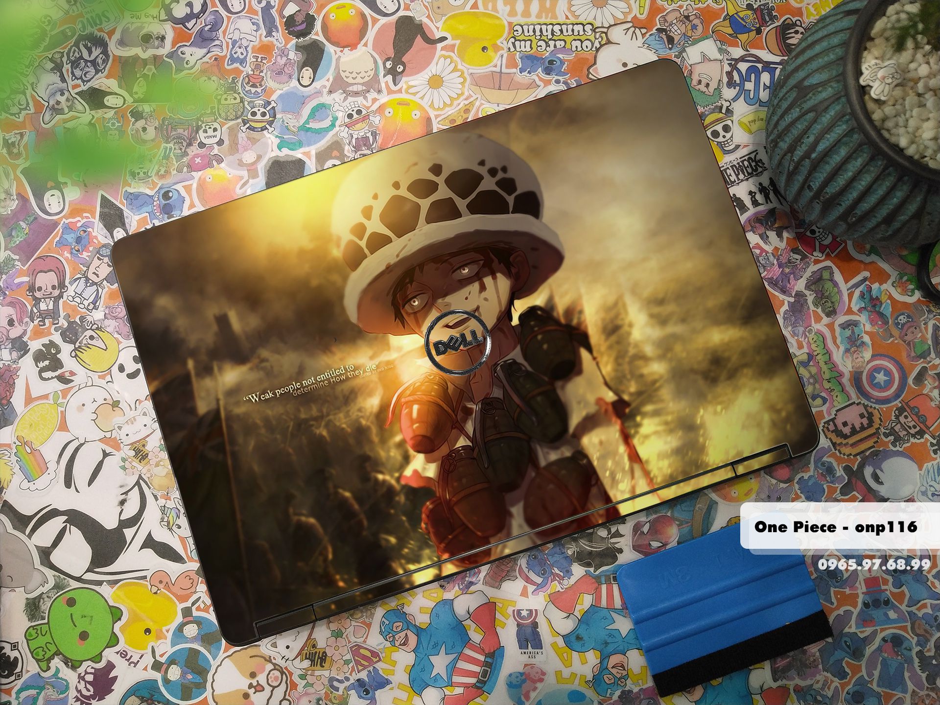 Decal Skin dán Laptop Dell mẫu One Piece (inbox mã máy cho shop)