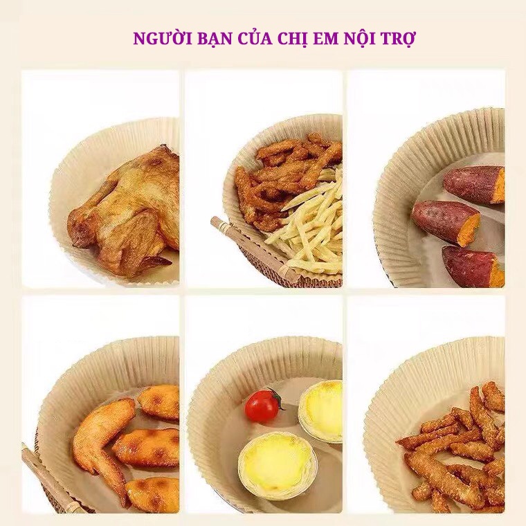Set 50 Giấy Nến Lót Nồi Chiên Không Dầu, Kích Thước 20 cm