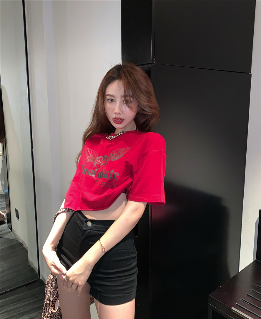 áo  croptop đỏ đô hàng Quảng châu
