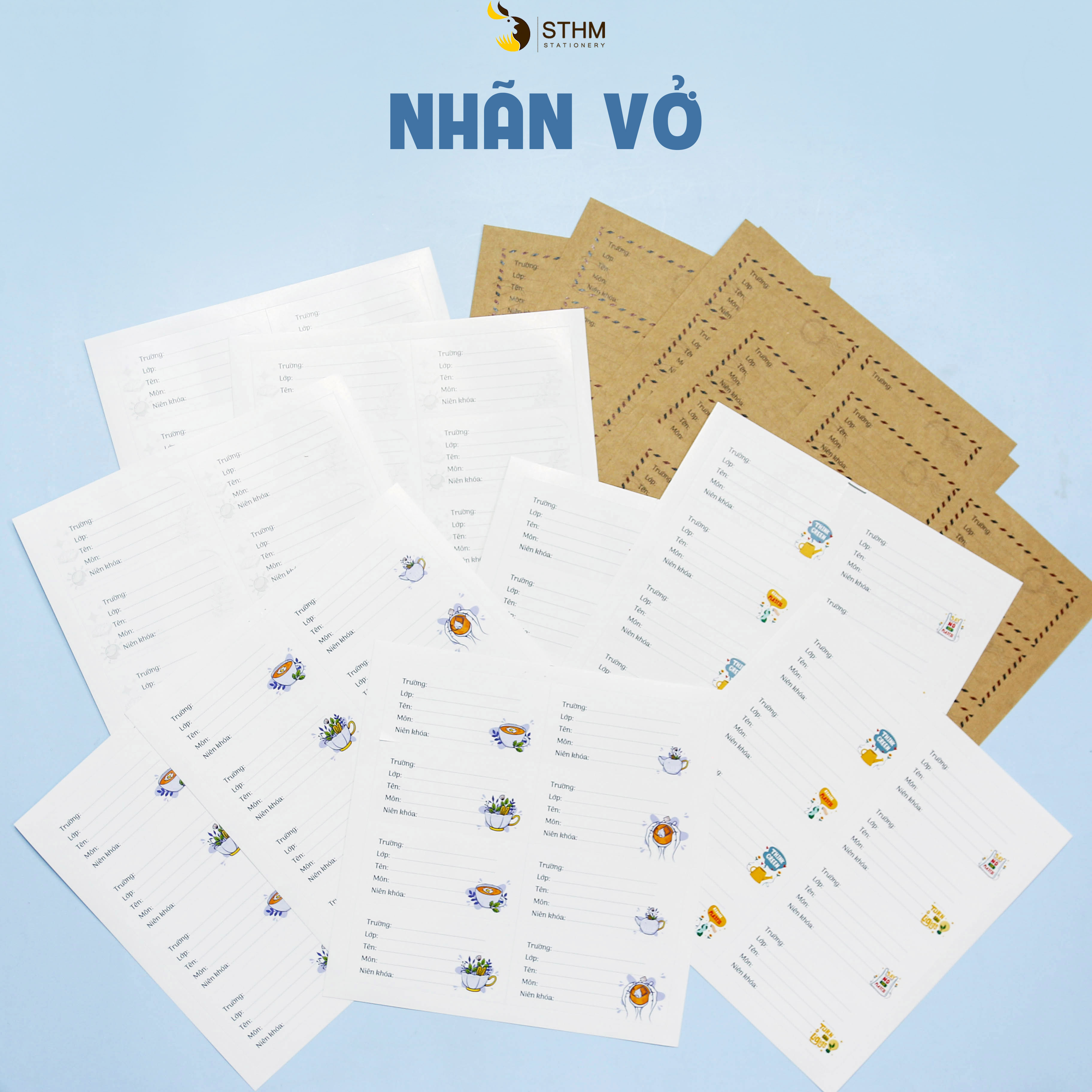 STHM stationery - Set 32 nhãn vở basic - 7.2x3.6cm