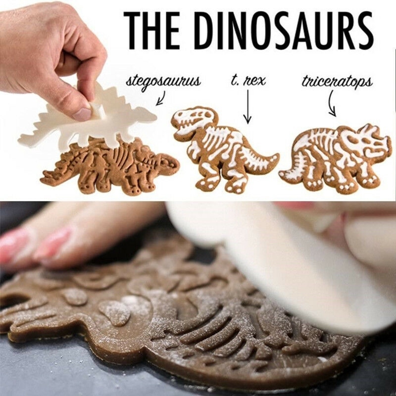 3PCS Dinosaur Shape Cookie Cutter Kids Favor Biscuit Pastry Fondant Cake DIY Mould Kitchen Bakeware