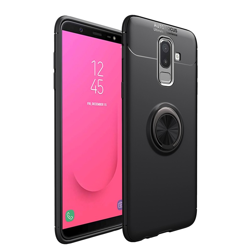 Ốp Lưng Auto Focus Samsung J8/ A6+ Cao Su Bracket Iring (Đen)