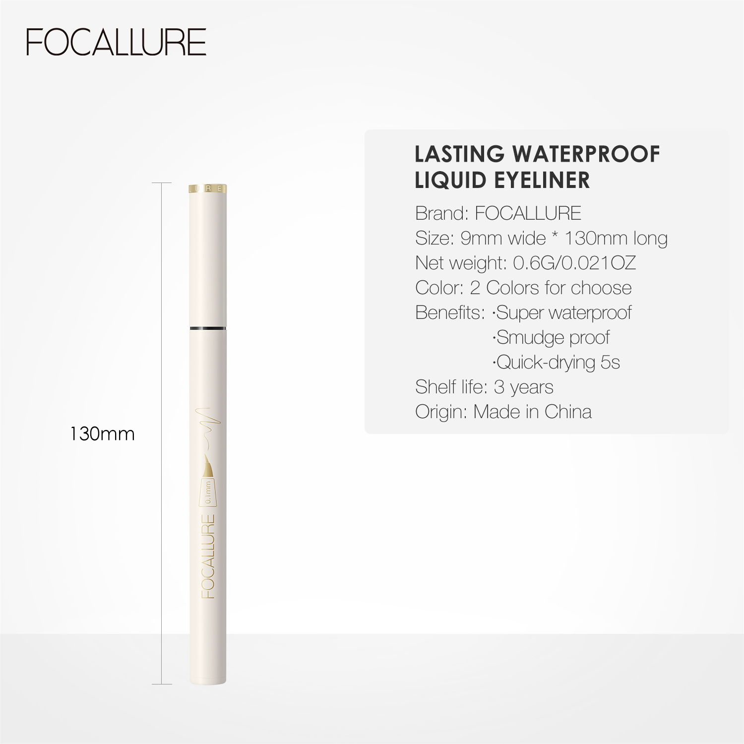 FOCALLURE Kẻ mắt Bút kẻ mắt dạng lỏng nhanh khô Two Style Ultrafine #ConfidenceHalo Waterproof Lâu trôi Bút kẻ mắt