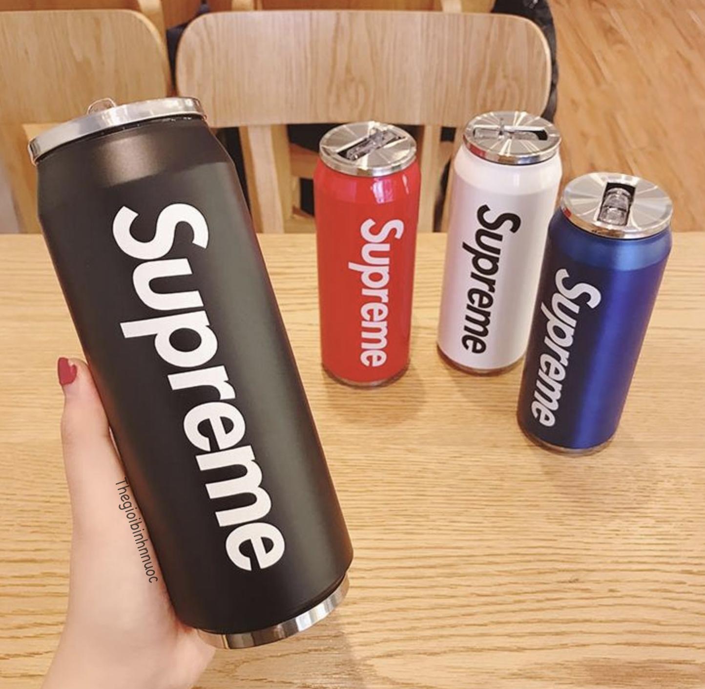 Bình Giữ Nhiệt Hình Dáng Lon Nước, Ống Hút SiliCon Có Thể Gập Lại Vệ Sinh, Thể Tích 500ML