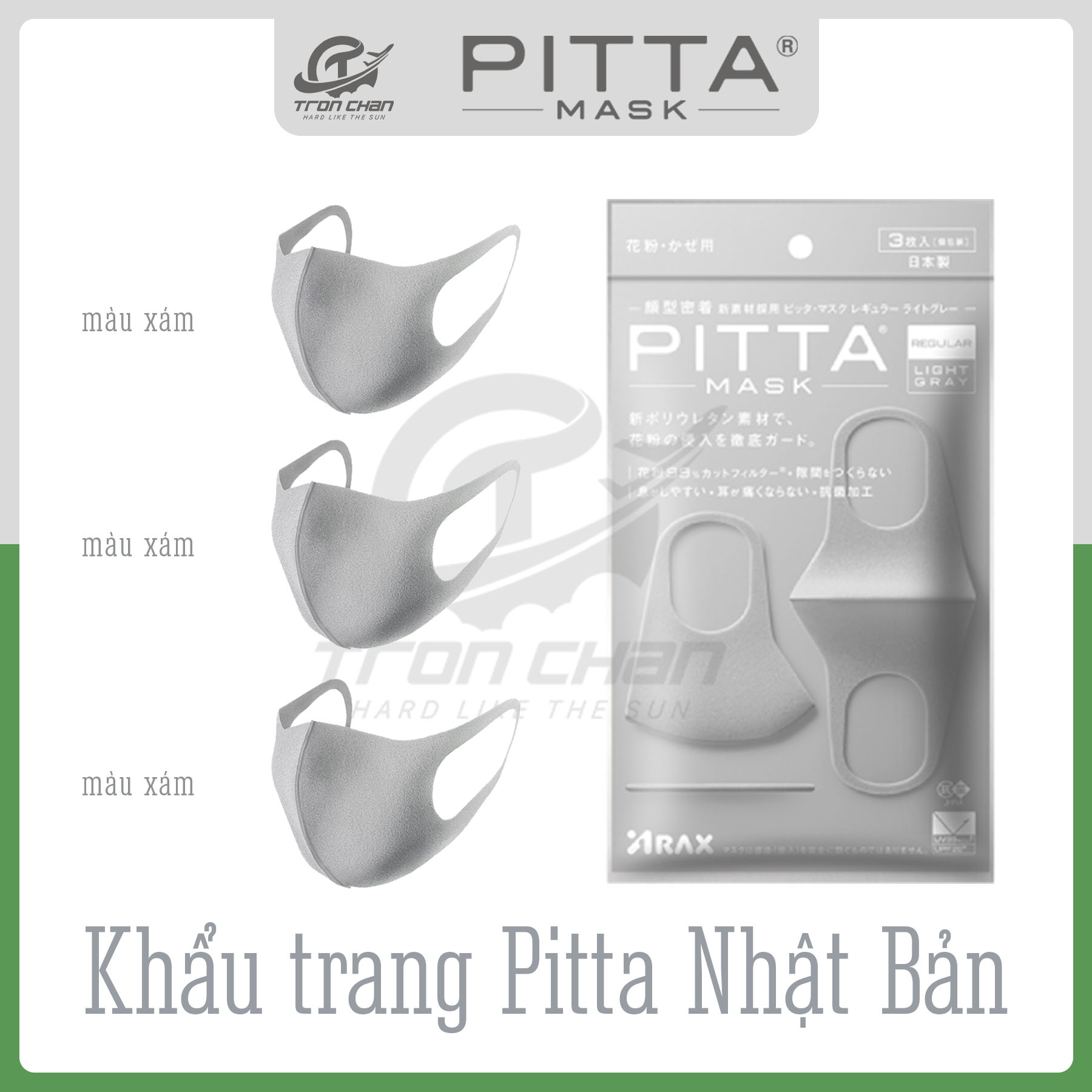 Khẩu Trang Pitta Nhật Bản Size Regular - Gói 3 cái