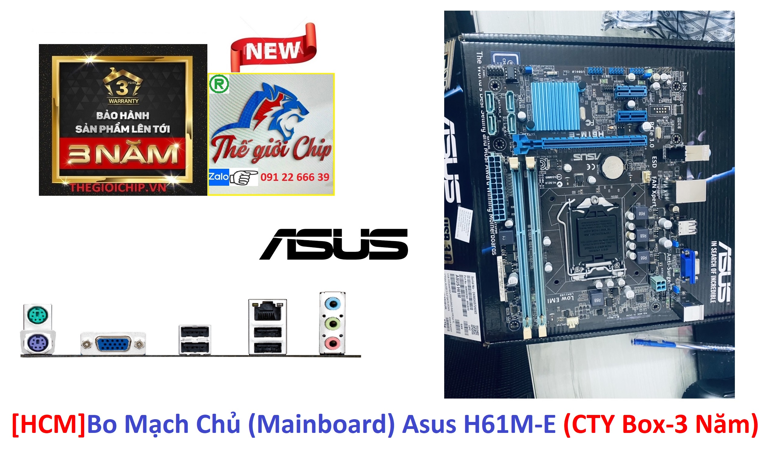 [HCM]Bo Mạch Chủ (Mainboard) Asus H61M-E (CTY Box-3 Năm)