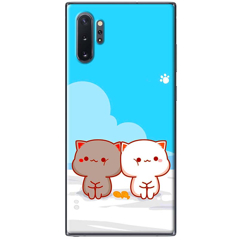 Ốp lưng dành cho Samsung Galaxy Note 10, Note 10 Plus, Note 10 Lite, Note 20, Note 20 Ultra mẫu Mèo mập nền xanh