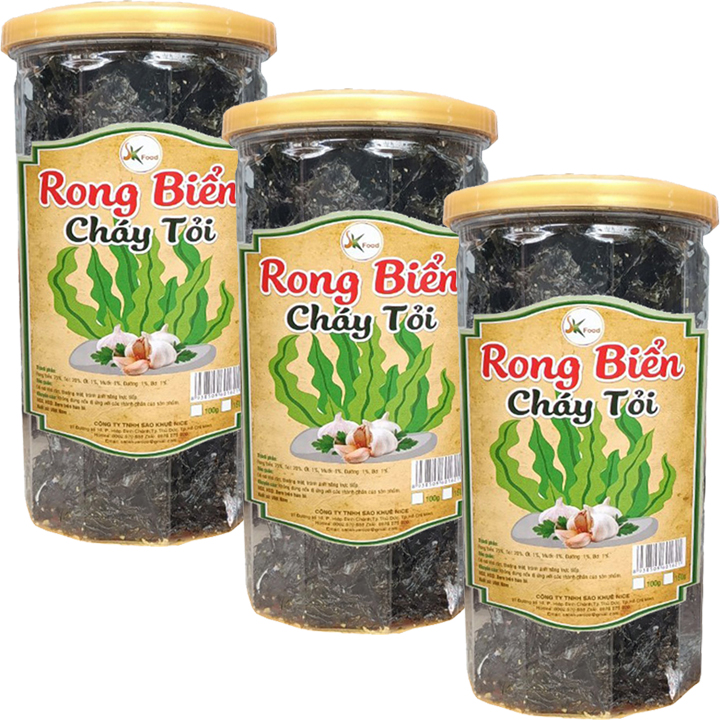 COMBO 3 HŨ RONG BIỂN SẤY TỎI ỚT THƠM NGON BỔ DƯỠNG HIỆU SK FOOD- MỖI HŨ 100G