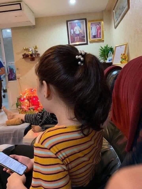 Chun Buộc Tóc Đính Hạt Giả Ngọc
