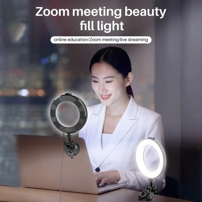 VIJIM 6-Inch Ring Light Portable Selfie Fill Light with Suction Cup for Video Call Live Online Meeting Photography