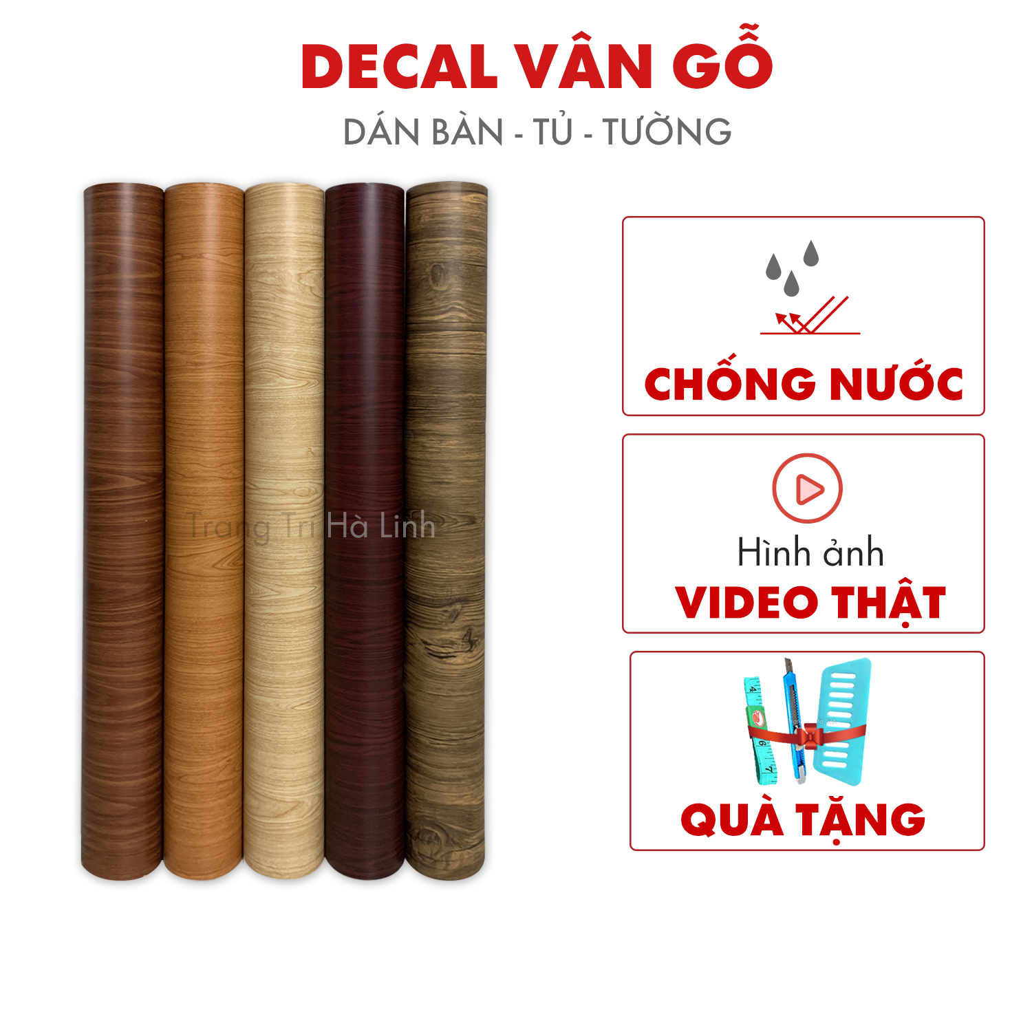 Giấy decal dán tường giả vân gỗ dán bàn tủ chống nước khổ 1.2m sẵn keo đẹp giá rẻ tặng bộ dụng cụ dán decal