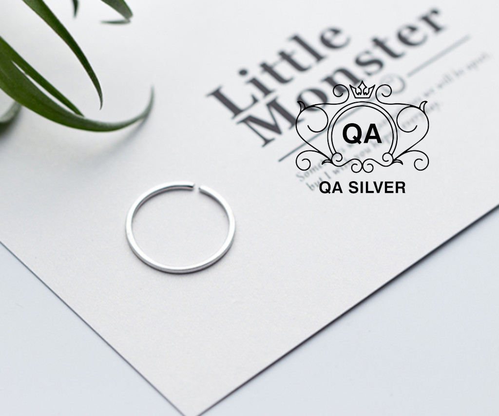 Nhẫn bạc 925 trơn chỉ mảnh bo vuông nhẫn tròn tối giản S925 BASIC QA SILVER Ring RI180303