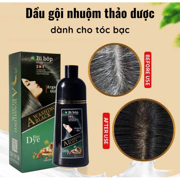 Dầu Gội Phủ Bạc Màu ĐEN/NÂU BIBOP NHẬT BẢN Gội Là Đen Không Cần Nhuộm Tóc, Thành Phần Tự Nhiên, Lành Tính