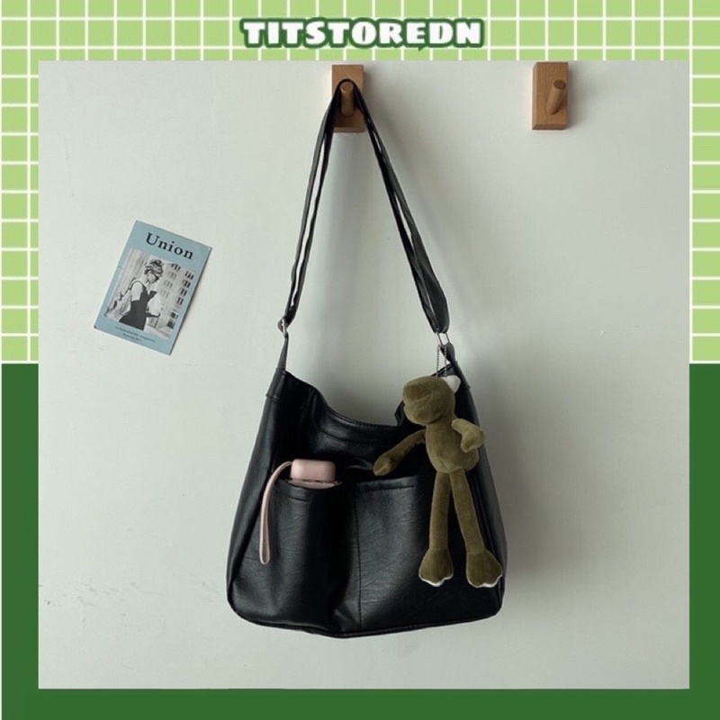 Túi đeo chéo da pu cỡ lớn vừa a4 unisex