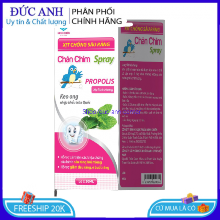 Xịt chống sâu răng Chân chim Spray - giảm đau răng , ê buốt (Lọ 30ml )
