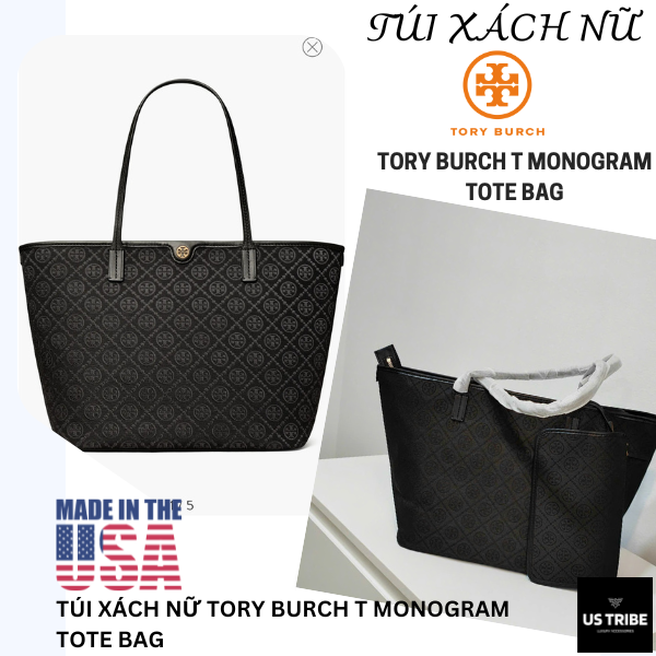 (In stock) TORY BURCH T MONOGRAM TOTE BAG in Black