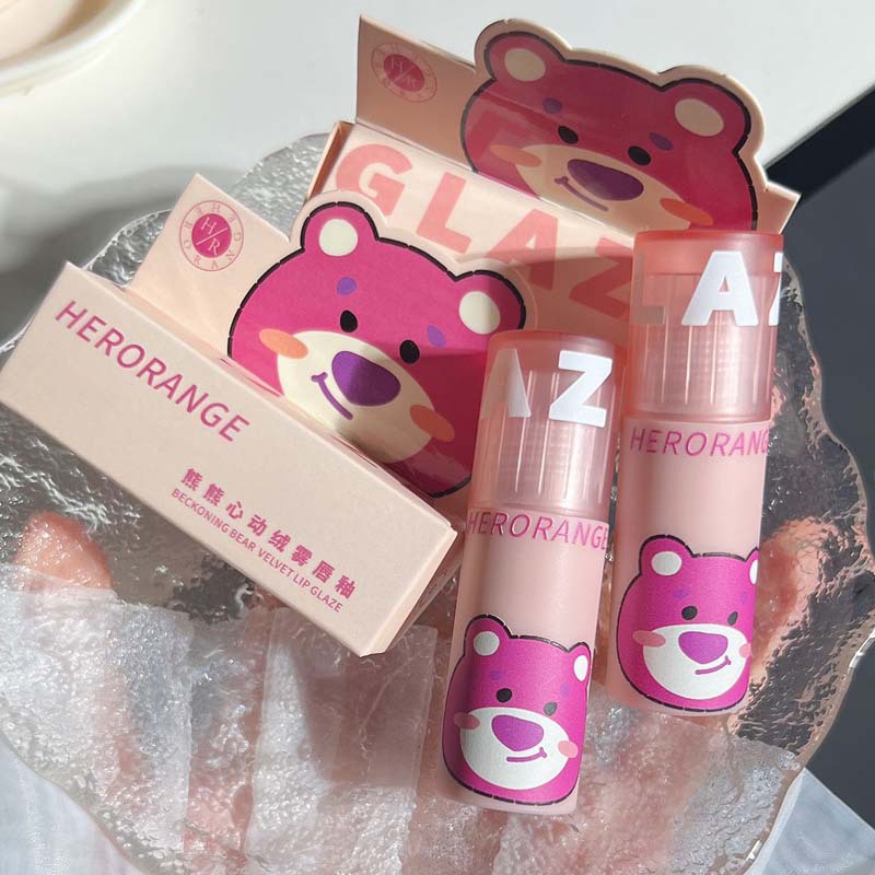 Son Kem Herorange Gấu Dâu Cute Mềm Môi