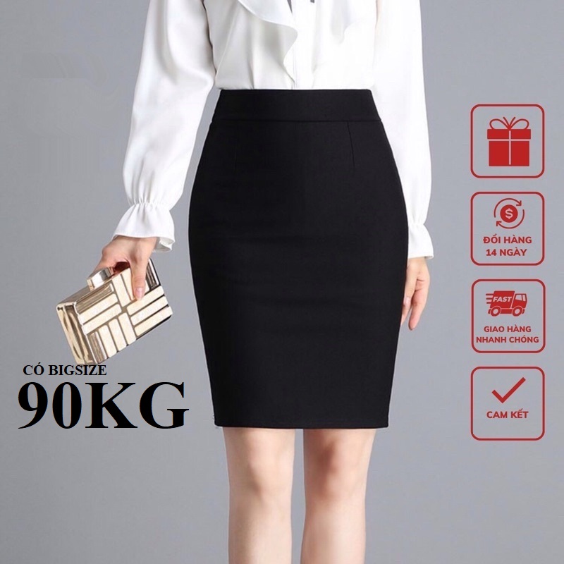 Chân Váy bút chì lưng thun Xẻ tà sau Vải umi Hàn Cao cấp dài 50cm