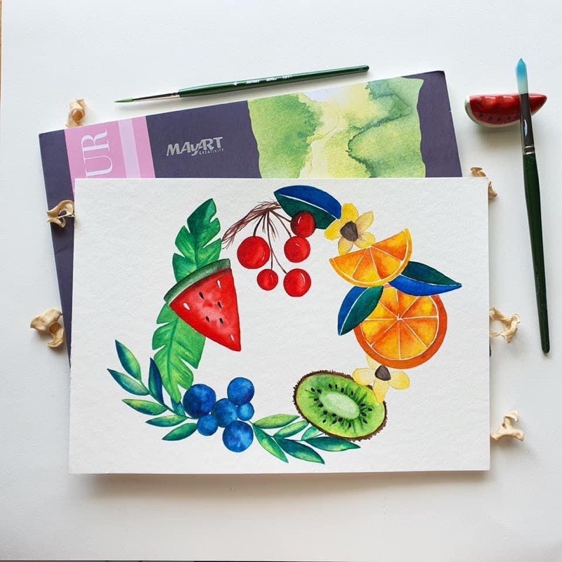 Sổ vẽ màu nước MayArt A4 (100% Cotton )
