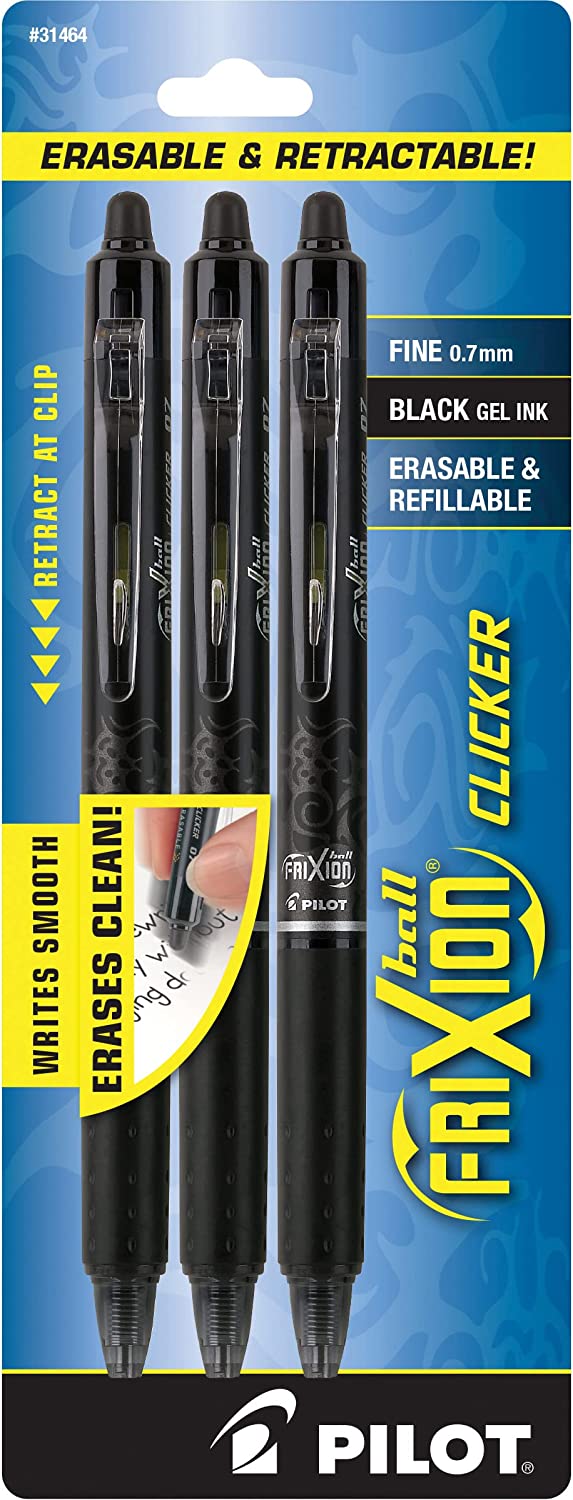Bút PILOT FriXion Clicker Erasable, Refillable & Retractable Gel Ink Pens Bút mực gel có thể xóa, nạp lại, đầu nhỏ