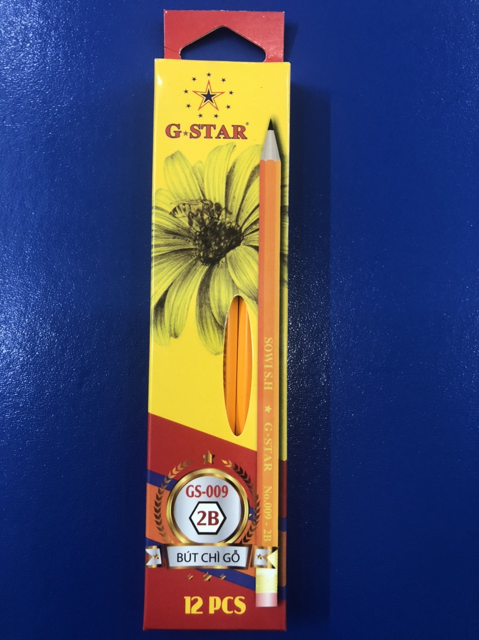 Bút chì chuốt 2B G-Star thân vàng có gôm