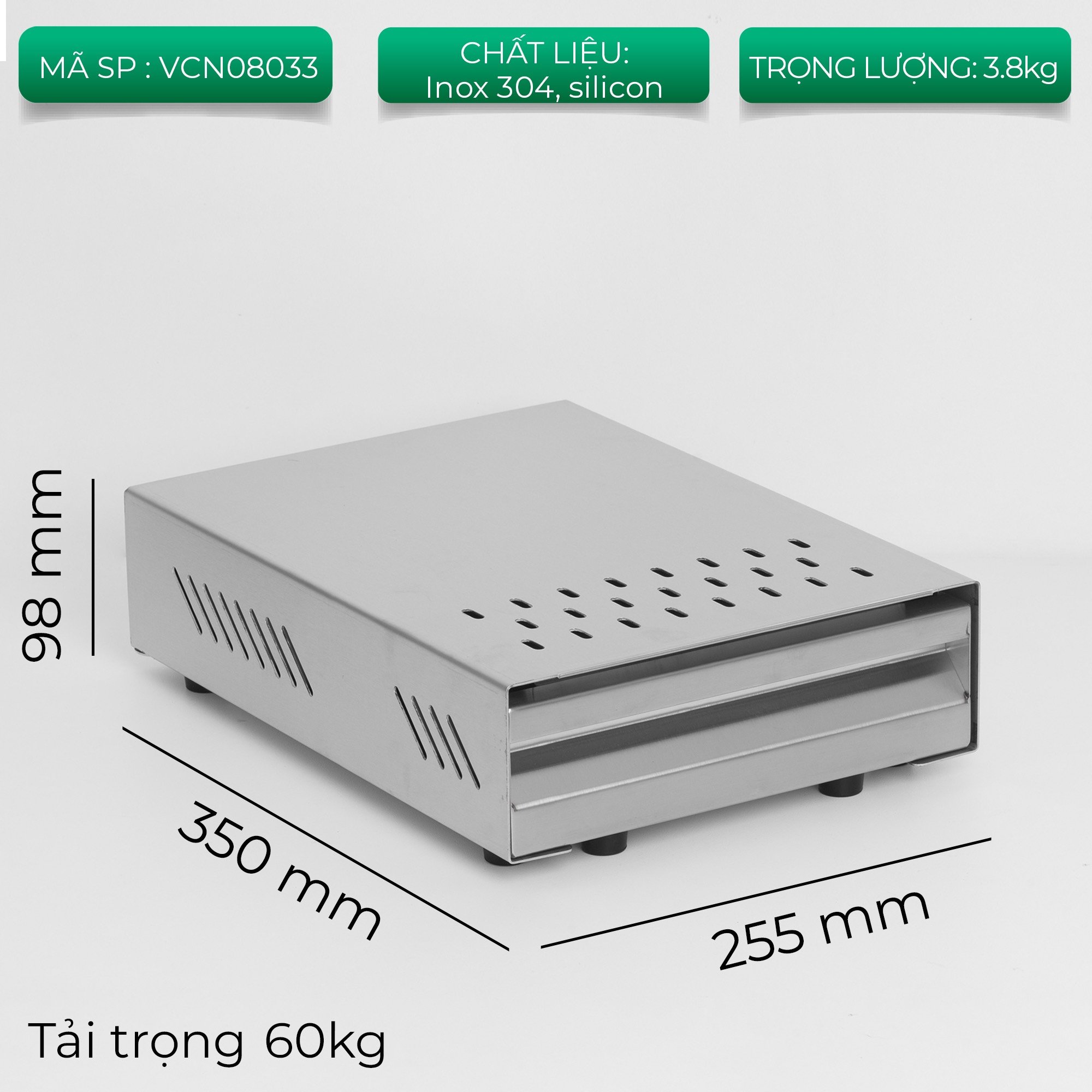 Hộp đập bã cà phê hình chử nhật