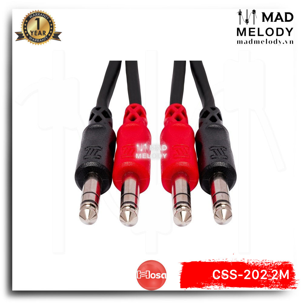 Hosa Stereo Interconnect CSS-202 (2m) (2 1/4in TRS - 2 1/4in TRS) [Dây cáp tín hiệu đôi 2 đầu 6ly TRS, NEW]
