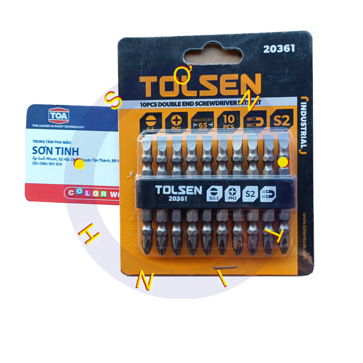 Tô vít 2 đầu Tolsen 20361 ( + ) & ( - ) bake dẹp