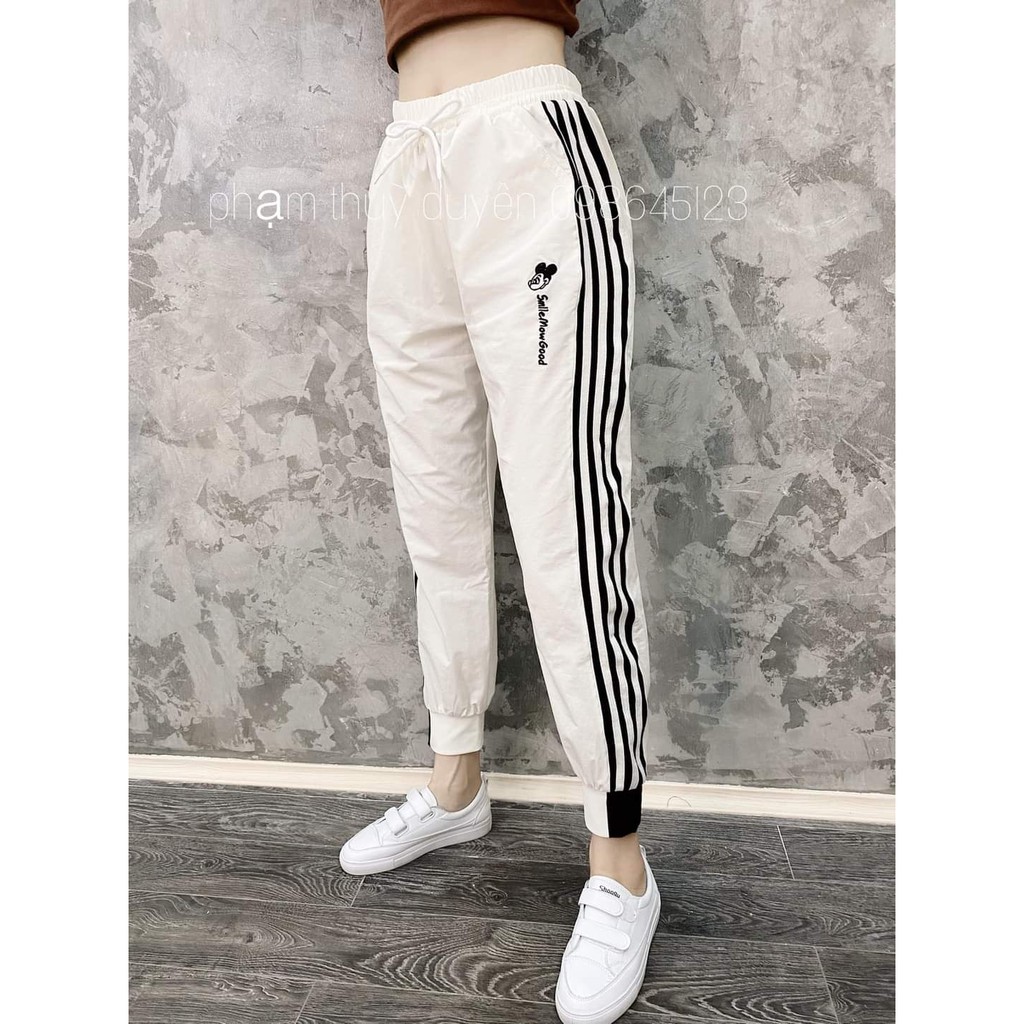 Quần jogger nữ, Quần gió nữ mickey kẻ sọc