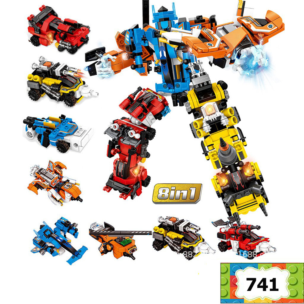 Đồ chơi trẻ em lắp ráp Robot King Kong 8 trong 1 giúp tư duy logic lego xếp hình trí tuệ 741 mảnh ghép
