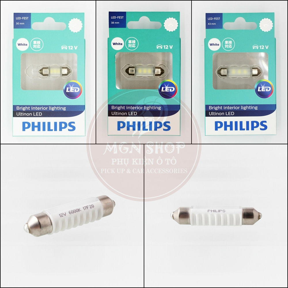 Đèn Philips Ultinon Essential LED [Festoon 30mm 38mm 43mm] [01 bóng/bộ] dành cho ô tô 6000K