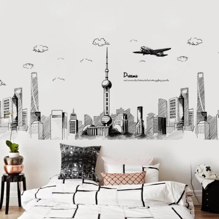 Sticker Tranh Dán Tường, Decal dán tường kết hợp Bầu trời đêm Dubai XH5206+xc9001+xc9002