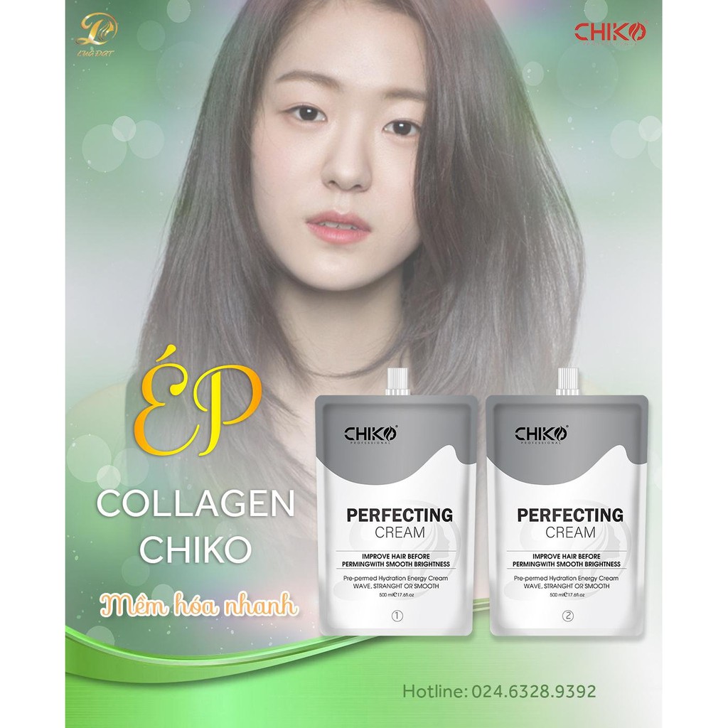 (CHÍNH HÃNG) thuuốc ép/duỗi tóc collagen thông minh CHIKO (Cặp Lớn)