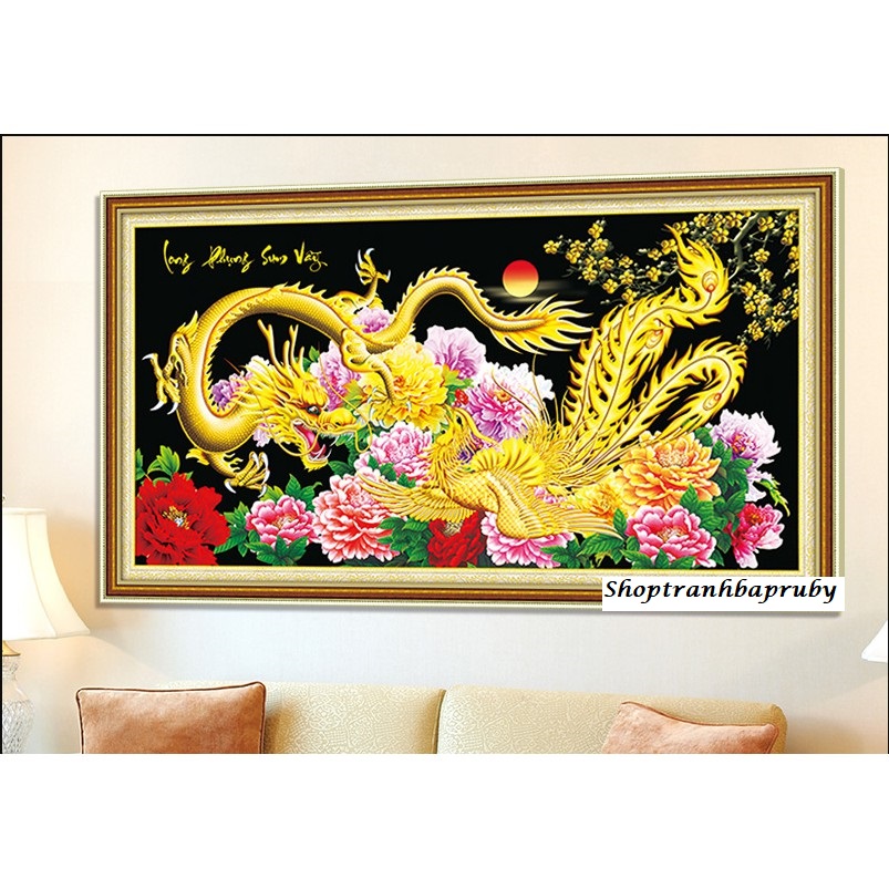 [HCM]Tranh thêu Long Phụng Sum Vầy 223233 kích thước 101 x 56 cm