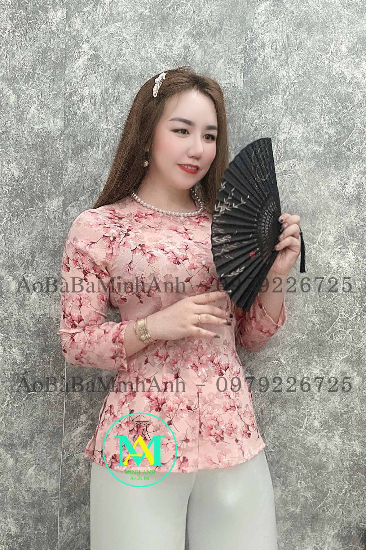 ÁO BÀ BA DÂY KÉO HOA GIÓ + QUẦN