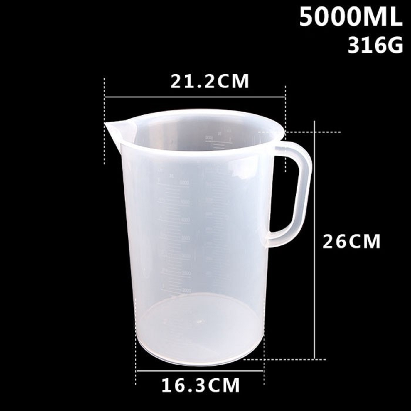 Ca nhựa định lượng 5L có vạch chia, ca đong, ca định lượng.