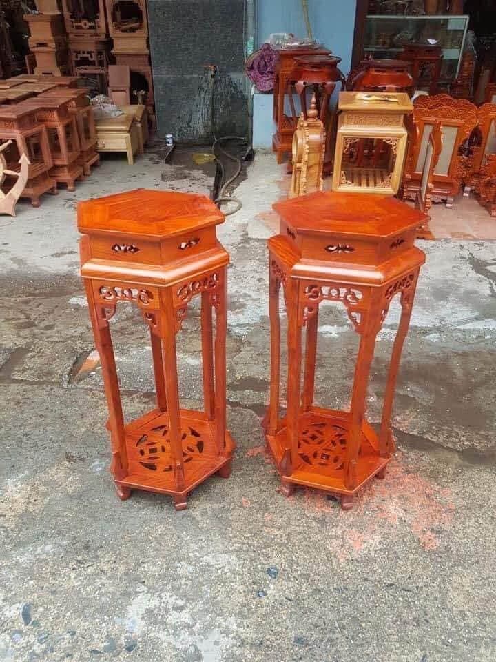 Đôn lục năng gỗ gõ (mặt 32cm, cao 50cm, cao 60cm)