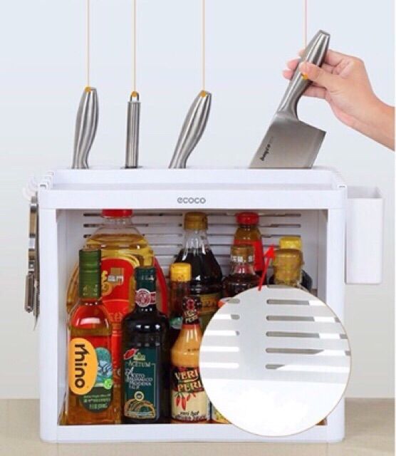 Kệ Gia Vị Kèm Cắm Dao Thớt Ecoco 1704