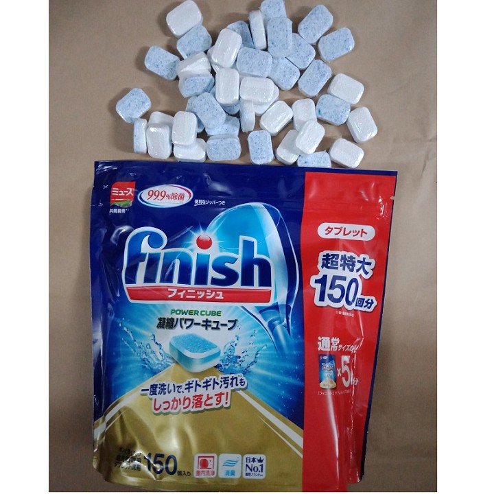 Viên rửa bát Finish Power Cube Nhật Bản (túi 150 viên) dành cho máy rửa bát