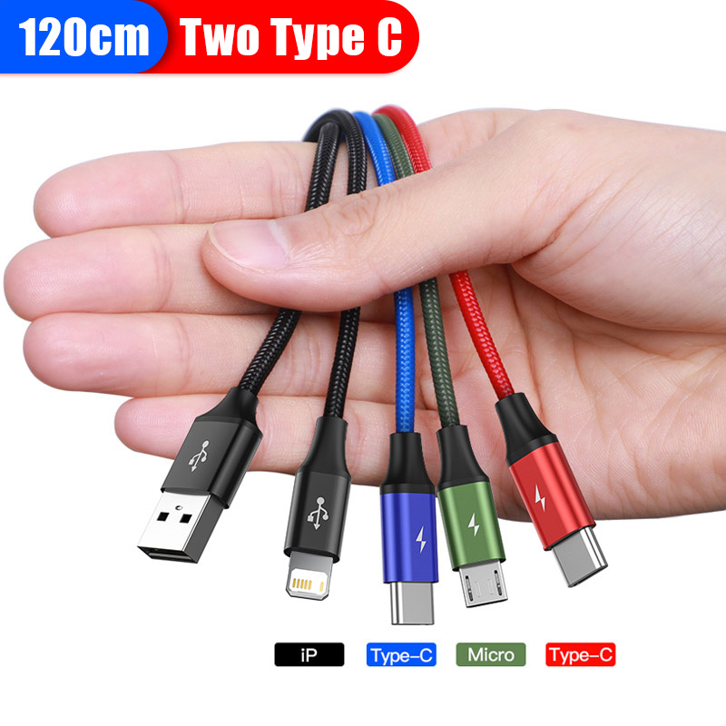 Baseus 3 trong 1 cáp usb loại c cho samsung xiaomi cáp 4 trong 1 cho bộ sạc iphone 13 12 pro max cáp micro usb