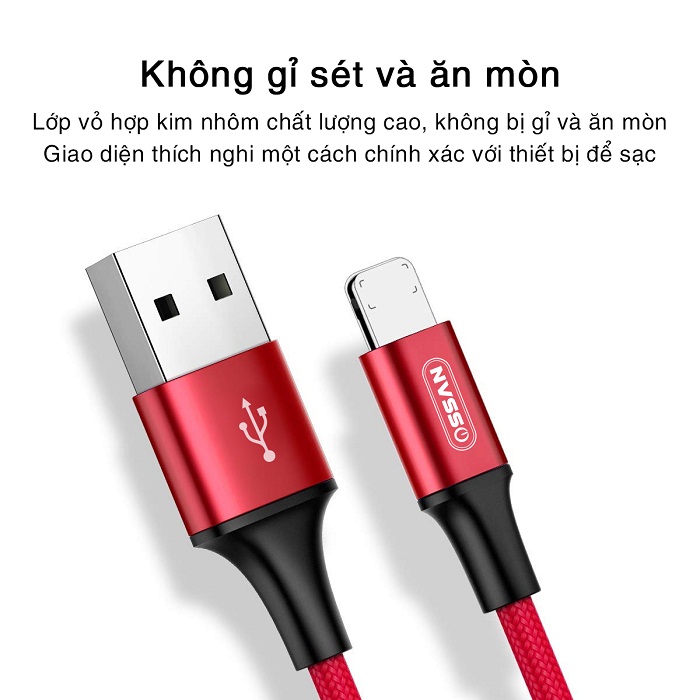 Cáp sạc Ossan siêu nhanh chip đời mới cho Iphone dài 20cm IS20