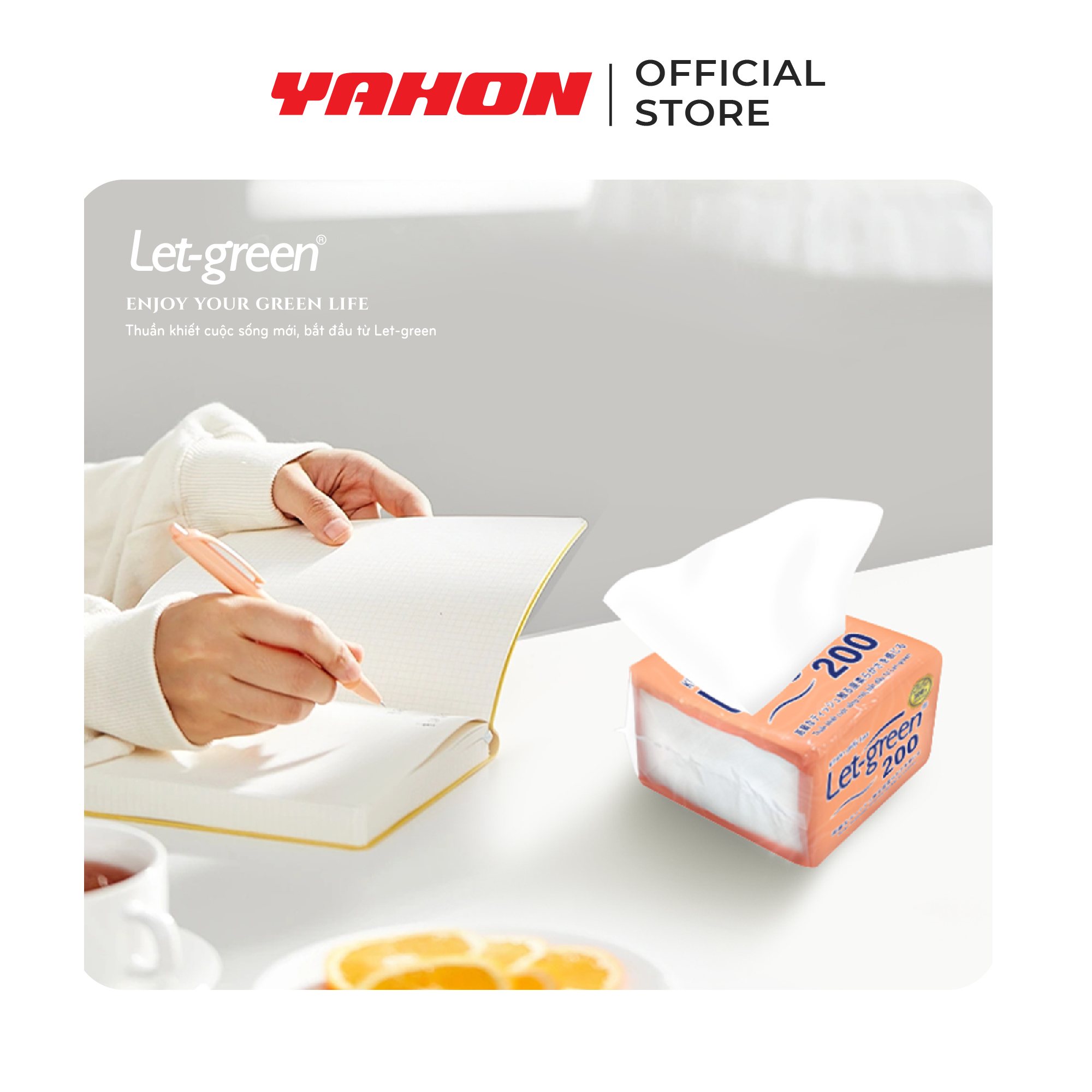 Combo 3 bao khăn giấy lụa Let-green, 200 tờ/bao
